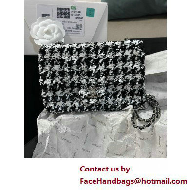 chanel Sequins Black  &  White Small Flap Bag AS4418 2025